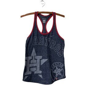 Nike Womens Heathered Blue Red Trim Houston Astros Logo Print Racerback Tank M